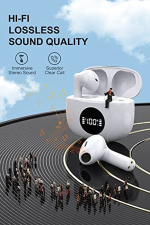 سماعات أذن ستريو تعمل باللمس مع ميكروفون للهواتف المحمولة OLATOO Wireless Earbuds, Bluetooth 5.3 Headphones with Charging Case, Touch Control in-Ear Stereo Earphones with Mic for Android/iOS Cellphone, Sweatproof Cordless Earphones for Running Workout