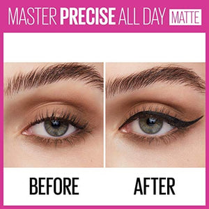 ايلانير مايبيلين Maybelline New York Eyestudio Master Precise All Day Waterproof Liquid Eyeliner Makeup, Matte Black, 1 Count