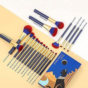 مجموعة فرش مكياج دوكولور مكونة من 19 قطعة Docolor Makeup Brushes 19Pcs Makeup Brush Set Premium Gift Synthetic Powder Kabuki Foundation Contour Blush Concealer Eye Shadow Blending Liner Make Up Brush Kit, Ancient Egyptian Series