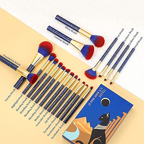 مجموعة فرش مكياج دوكولور مكونة من 19 قطعة Docolor Makeup Brushes 19Pcs Makeup Brush Set Premium Gift Synthetic Powder Kabuki Foundation Contour Blush Concealer Eye Shadow Blending Liner Make Up Brush Kit, Ancient Egyptian Series