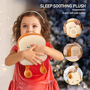 منبهات لطيفة محشوة QANYI Kids Night Light Plushies, Funny Food Toast Bread Plush Cute Stuffed Alarm Clocks for Bedrooms, Cool Bedside Lamp Gifts for Women Kids 6 7 8 9 10 11 Year Old Girls