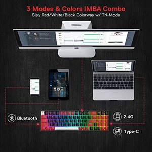 لوحة مفاتيح الألعاب اللاسلكية Redragon K628 PRO 75% 3-Mode Wireless RGB Gaming Keyboard, 78 Keys Hot-Swappable Compact Mechanical Keyboard w/Hot-Swap Free-Mod PCB Socket, Dedicated Arrow Keys & Numpad, Red Switch