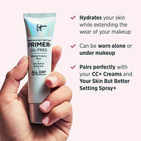 مستحضرات التجميل بشرتك ولكن أفضل IT Cosmetics Your Skin But Better Makeup Primer+ - Extends Makeup Wear, Hydrates Skin, Refines the Look of Pores - With Glycerin, Bark Extract & Ginger Root Extract - Oil-Free Formula - 1 fl oz