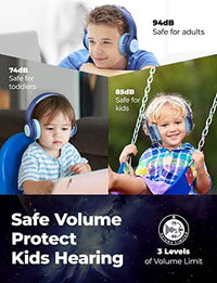 ترانس نوفا سماعات بلوتوث للأطفال iClever TransNova Kids Bluetooth Headphones, LED Lights Up, Replaceable Plate, 74/85/94dB Volume Limited, 45H Playtime, Stereo Sound, Kids Headphones Wireless with Case for Travel iPad Tablet, Blue