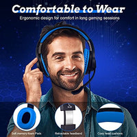 سماعة الألعاب الصوت المحيطي وإلغاء الضوضاء DIWUER Gaming Headset for Nintendo Switch, Xbox One, PS4, Bass Surround and Noise Cancelling 3.5mm Over Ear Headphones with Mic for Laptop PC Smartphones (Blue)