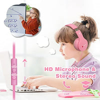 سماعات رأس للأطفال سلكية فوق الأذن قابلة للطي MIDOLA Kids Headphones Wired Over Ear Foldable Kids Volume Limit 85dB /110dB Light Foldable Headset with Inline AUX 3.5mm Mic for Child Boy Girl Travel School Gaming Pad PC Laptop Tablet Pink