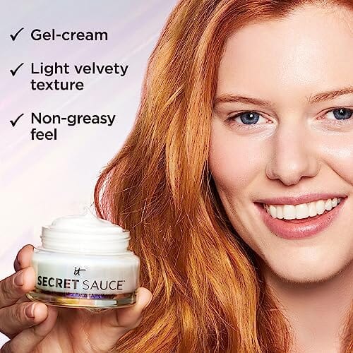 مستحضرات التجميل سيكريت صوص مرطب مضاد للشيخوخة IT Cosmetics Secret Sauce Anti-Aging Moisturizer – Hydrating & Plumping Facial Cream – For Fine Lines, Wrinkles, Dark Spots – Vegan – Day or Night - 2 Fl. Oz