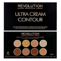 لوحة مكياج ألترا كريم كونتور من ميك أب ريفوليوشن تتضمن هايلايتر وظلال كونتور Makeup Revolution Ultra Cream Contour Palette, Makeup Palette Includes Highlighters & Contour Shades, Adds Definition & Sculpts Features, Vegan, 13g