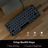 لوحة مفاتيح رفيعة ومضغوطة مع 3 مستويات سطوع مفاتيح Macally Backlit Mac Keyboard Wired - The Perfect Size and Lighted - Slim and Compact Apple Keyboard with 3 Level Brightness LED Keys - Small Wired Keyboard for Mac, MacBook Pro/Air, iMac (Space Gray)