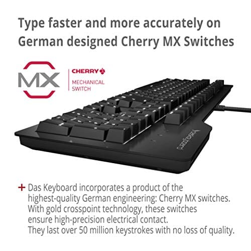 لوحة مفاتيح ميكانيكية سلكية بإضاءة خلفية Das Keyboard Prime 13 Backlit Wired Mechanical Keyboard, Cherry MX Brown Mechanical Switches, Clean White LED Backlit Keys, USB Pass-Through, Aluminum Top Panel (104 Keys, Black)