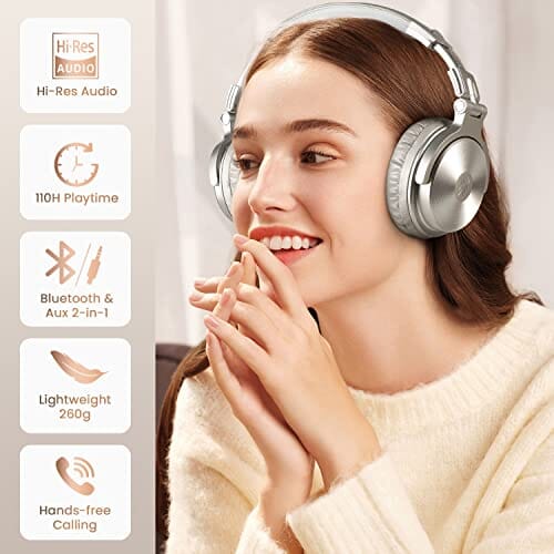 سماعات بلوتوث فوق الأذن لاسلكية / سلكية 110 ساعة صوت ستيريو OneOdio Bluetooth Over Ear Headphones - Wireless/Wired 110 Hrs Stereo Sound Bluetooth Foldable Headsets with Deep Bass 50mm Neodymium Drivers for PC/Phone - Studio Wireless Pro C, Champagne Gold