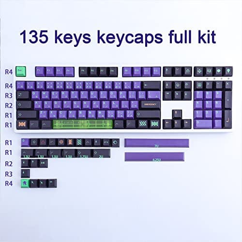مجموعة للمفاتيح تخطيط الولايات المتحدة JOMKIZ PBT Keycaps,135 Keys Mecha Dye Sublimation Cherry Profile Keycaps with 7U Clear Spacebar Japanese Keycap Set for Cherry MX Switches US Layout Mechanical Keyboards