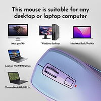 ماوس لاسلكي Wireless Mouse,RGB Bluetooth Mouse,2.4G Slim Rechargeable Computer Mice for Laptop,USB Cordless Computer Mouse with 6 Buttons,3 Adjustable 1600 DPI for Macbook Pro/Air,Notebook,PC,Chromebook - Purple