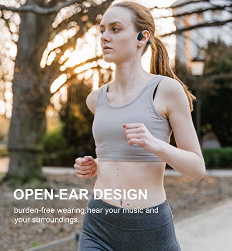 سماعات أذن رياضية لاسلكية CVILUX Bone Conduction Headphones, Open Ear Headphones Sports Wireless Earphones, Bluetooth Headphones with Built-in Mic,Up to 8 Hours Playtime,Waterproof Earphones for Running Cycling Workouts-Black