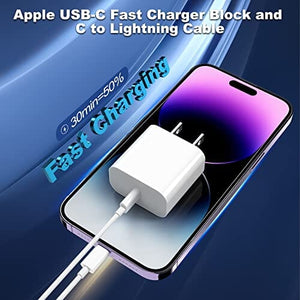 شاحن سريع Fast Charger iPhone [Apple MFi Certified], 3 Pack 20W Apple USB C Fast Charging Block with 3pcs 6FT USB C to Lightning Cable for iPhone 14/14 Pro/14Pro Max/13/13 Pro/12/12 Pro/12 Pro Max/11/SE/XR/X