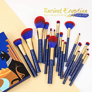 مجموعة فرش مكياج دوكولور مكونة من 19 قطعة Docolor Makeup Brushes 19Pcs Makeup Brush Set Premium Gift Synthetic Powder Kabuki Foundation Contour Blush Concealer Eye Shadow Blending Liner Make Up Brush Kit, Ancient Egyptian Series