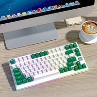 لوحة مفاتيح لاسلكية للكمبيوتر بإضاءة خلفية Mechanical Gaming Keyboard, Wireless RGB Backlit 75% Computer Keyboard, Clicky Blue Switch Hot Swappable, PBT Keycaps, NKRO Anti-Ghost, Bluetooth 5.0 & 2.4GHz, Compatible with PC Laptop iPad, White