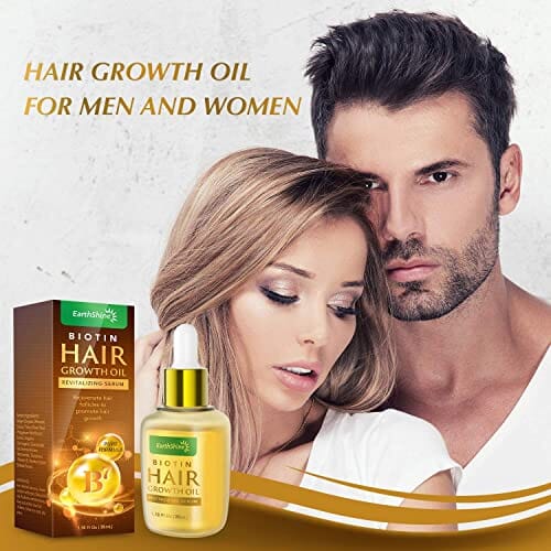 زيت البيوتين لإعادة نمو الشعر Hair Growth Serum - Biotin Hair Regrowth Oil Prevent Hair Loss and Helps Hair Thicker, Stronger, Longer Hair Treatment Men and Women 1.18 Oz (35 mL)