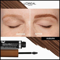 ماسكارا للحواجب من لوريال باريس إنفاليبل تكثيف لمدة 24 ساعة L'Oreal Paris Infallible Volumizing 24H Wear Brow Mascara, Long Lasting Eyebrow Makeup for 2X Fuller Eyebrows, 6R Auburn, 0.13 Fl Oz