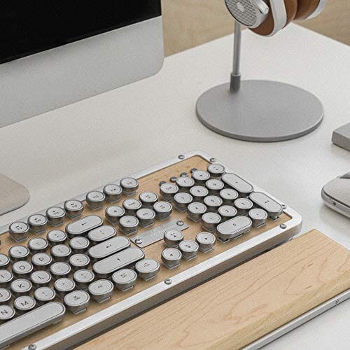 لوحة مفاتيح ميكانيكية سلكية بإضاءة خلفية عتيقة من خشب القيقب  Azio Retro Classic USB (Maple)- Wired Backlit Vintage Maple Wood Mechanical Keyboard for PC (MK-RETRO-W-02-US)