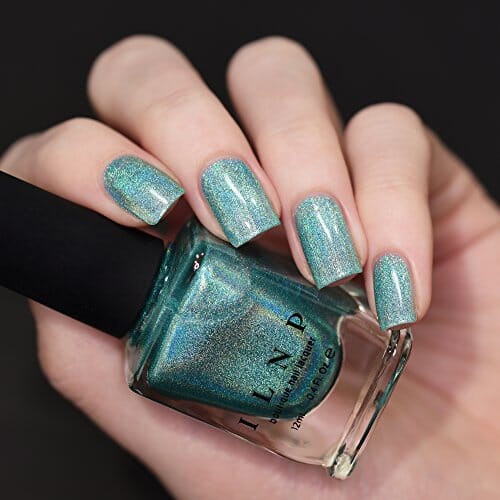 طلاء أظافر أكوامارين ألترا ILNP Aerial View - Aquamarine Ultra Holographic Nail Polish, Chip Resistant Manicure, Long Wear Nail Lacquer, Smooth & Glossy Finish, Non-Toxic, Vegan, Cruelty Free, 12ml