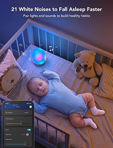 مصباح طاولة محمول مع قاعدة شحن مدرب النوم للاستيقاظ كوف Govee RGBIC Night Light, Sound Machine, Bluetooth Speaker in One, 60+ Music, Game & Sence Modes, Portable Table Lamp with Charging Base, White Noise Machine, Sleep Trainer for Gentle Wake Up