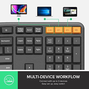 لوحة مفاتيح لاسلكية مريحة DeLUX Wireless Ergonomic Keyboard, Ergo Split Keyboard with Palm Rest for Natural Typing, 2.4G and Bluetooth, Full Size and US Layout, Compatible with Windows and Mac OS (GM905-Graphite)