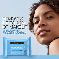 مناديل تنظيف الوجه مزيل المكياج من نيوتروجينا Neutrogena Makeup Remover Facial Cleansing Towelettes, Daily Face Wipes Remove Dirt, Oil, Sweat, Makeup & Waterproof Mascara, Gentle, Soap- & Alcohol-Free, 100% Plant-Based Cloth, 25 ct