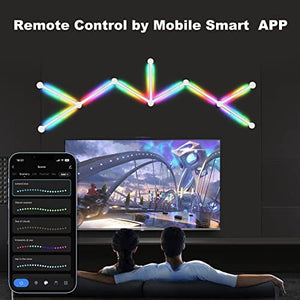 اضاءة حائط ذكية KOBAIBAN Smart WiFi RGB LED Wall Light Lines 16M+ Color LED Dimmable Music Sync Gaming Room, Bedroom, Led Home Wall Decor Light Bars Kit Work with Alexa and Google Assistant (9 LED Light Lines)