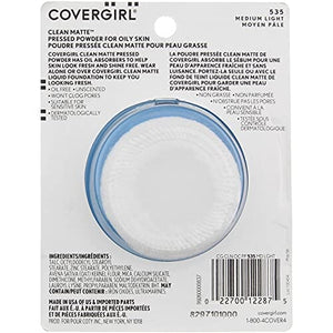 بودرة مضغوطة مضغوطة للتحكم في الزيت CoverGirl Clean Oil Control Compact Pressed Powder, Medium Light [535], 0.35 oz (Pack of 3)