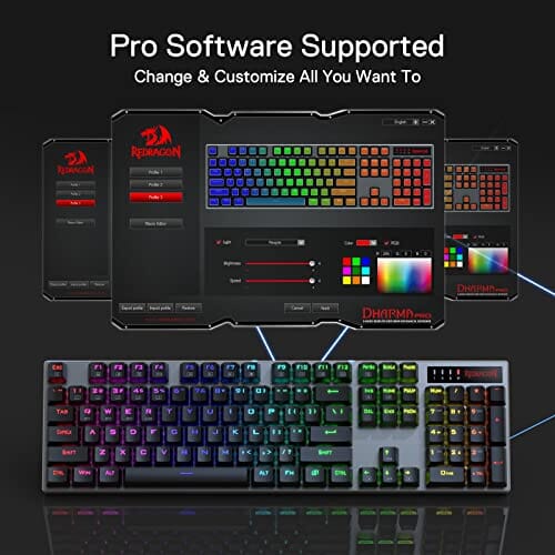 لوحة مفاتيح ألعاب بإضاءة خلفية Redragon K556 PRO Upgraded Wireless RGB Gaming Keyboard, BT/2.4Ghz Tri-Mode Aluminum Mechanical Keyboard w/No-Lag Connection, Hot-Swap Linear Quiet Red Switch