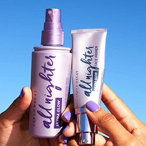 بخاخ تثبيت المكياج - بخاخ إنهاء مكياج محمل بحمض الهيالورونيك وخلاصة الصبار Urban Decay All Nighter Ultra Glow Makeup Setting Spray - Makeup Finishing Spray Infused with Hyaluronic Acid & Agave Extract - Glowy, Dewy Finish - 4.0 fl. oz