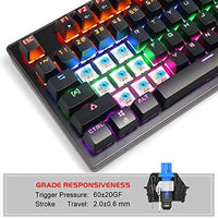 لوحة مفاتيح ميكانيكية 87 مفتاحًا صغيرة مدمجة  Mechanical Keyboard 87 Keys Small Compact Multicolour LED Backlit - MK1 Wired USB Gaming Keyboard with Blue Switches, 100% Anti-Ghosting, Metal Construction, Water Resistant for Windows PC Laptop Game