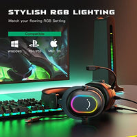 سماعة الألعاب سماعات الرأس السلكية للكمبيوتر الشخصي  FIFINE Gaming Headset for PC-Wired Headphones with Microphone-7.1 Surround Sound Computer USB Headset for Laptop, Streaming Headphones on PS4/PS5, with EQ Mode, RGB, Soft Ear Pads - AmpliGame H6