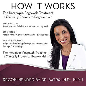 علاج لإعادة نمو الشعر للنساء Keranique Hair Regrowth Treatment for Women - 2% Minoxidil for Women Hair Growth, Strength, & Thickening - Hair Loss & Thinning Scalp Stimulating Treatment - Topical Solution Liquid Drops Applicator