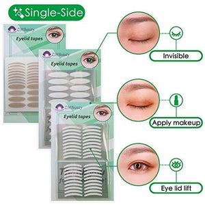 ملصقات أشرطة الجفن الطبيعية غير المرئية أحادية / مزدوجة الجانب 6 Packs Natural Invisible Single/Double Side Eyelid Tapes Stickers, Medical-use Fiber Eyelid Strips, Instant Lift Eye Lid Without Surgery, Perfect for Hooded, Droopy, Uneven, Mono-eyelids