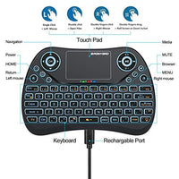 لوحة مفاتيح لاسلكية صغيرة بإضاءة خلفية مع لوحة مفاتيح تعمل باللمس PONYBRO (Newest Version) Backlit Mini Wireless Keyboard with Touchpad Mouse Combo QWERTY Keypad,Rechargeable Handheld Keyboard Remote for Smart TV,Android TV Box,Xbox,Raspberry Pi,PC