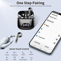 سماعات أذن لاسلكية تعمل بالبلوتوث 40 ساعة POMUIC Wireless Earbuds V5.3 Bluetooth Headphones 40H Playback with LED Digital Display Charging Case Stereo Sound Earbuds with Mic IPX7 Waterproof Earphones for Cell Phone Computer Laptop Sports