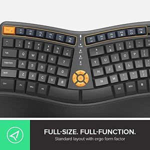 لوحة مفاتيح لاسلكية مريحة DeLUX Wireless Ergonomic Keyboard, Ergo Split Keyboard with Palm Rest for Natural Typing, 2.4G and Bluetooth, Full Size and US Layout, Compatible with Windows and Mac OS (GM905-Graphite)