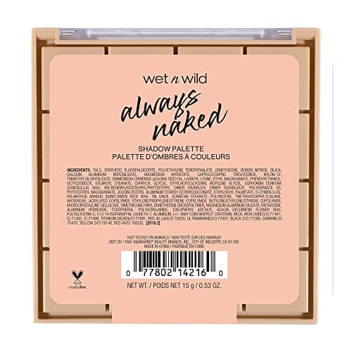 باليت ظلال العيون من ويت ان وايلد اولويز نيكيد wet n wild Always Naked Eyeshadow Palette, Nude Neutral Eye Makeup, Blendable, Warm And Cool Nude Pigments, Matte, Shimmer, Glitter, Creamy Smooth