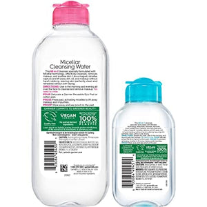 ماء ميسيلار منظف لجميع أنواع البشرة Garnier SkinActive Micellar Cleansing Water, For All Skin Types, 13.5 fl oz + Micellar Cleansing Water, For Waterproof Makeup, 3.4 fl oz