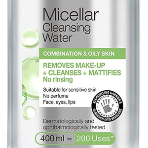 غارنييه سكين ناتشورالز ميسيلار منظف المياه المختلطة والبشرة الحساسة Garnier Skin Naturals Micellar Cleansing Water Combination & Sensitive Skin 400Ml