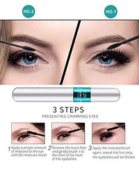 لتطويل ماسكارا طبيعي وتأثير كثيف D Silk Fiber Lash Mascara, 2 in 1 Thrive Mascara For Natural Lengthening And Thickening Effect(Pack of Dark Cyan)