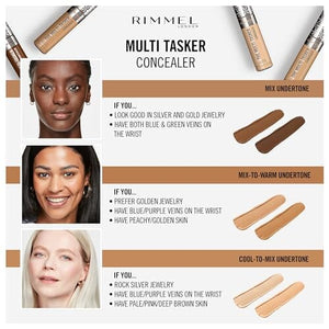 خافي عيوب البشرة متعدد المهام من ريميل لندن Rimmel London, Multi-Tasker Concealer, 110 Warm Coconut, Crease-Proof, Transfer-Proof, Waterproof, Up To 24-Hour Wear, Vegan Formula, 0.33oz