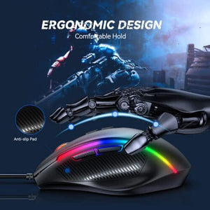 ماوس ألعاب سلكي TECKNET Wired Gaming Mouse, RGB Mouse [Breathing RGB LED], Gaming Mouse USB [Plug Play], 7 Programmable Buttons, High-Precision Adjustable 6 DPI, Ergonomic Mouse Wired for Windows/PC/Mac/Laptop Gamer