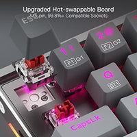 لوحة مفاتيح ميكانيكية من الألومنيوم Redragon K641 PRO 65% Aluminum RGB Mechanical Keyboard, 3-Mode 68 Keys Compact Gaming Keyboard w/ 3.5mm Sound Absorbing Foams, Detachable Wrist Rest, Gradient Keycaps, Upgraded Hot-Swap Socket, Grey