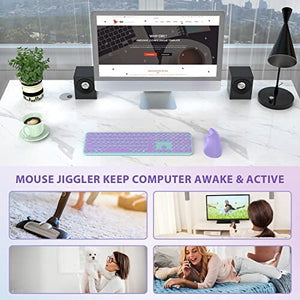 ماوس بلوتوث مريح ماوس لاسلكي عمودي seenda Bluetooth Ergonomic Mouse, 2.4G Vertical Wireless Mouse with Mover Jiggler undetectable, Cute Silent Ergo Optical Mice with Adjustable DPI,for Laptop, Desktop, PC, MacBook - Purple
