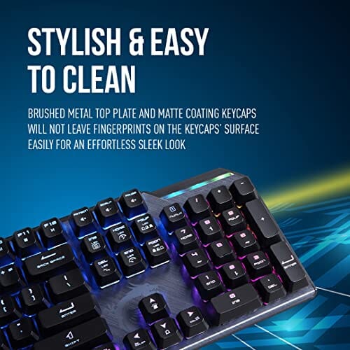 MSI Vigor GK50 Low Profile RGB Mechanical Gaming Keyboard, Kailh White Low  Profile Switches, Brushed Aluminum Design, Ergonomic Keycap Design, RGB