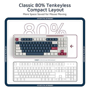 لوحة مفاتيح ميكانيكية لاسلكية FL CMK87 80% TKL Wireless Mechanical Keyboard, Clear Tactile Kailh Box White, 87 Keys & PBT Keycaps, Rigid Programmable Rechargeable Hot-swap, Marvelous Retro