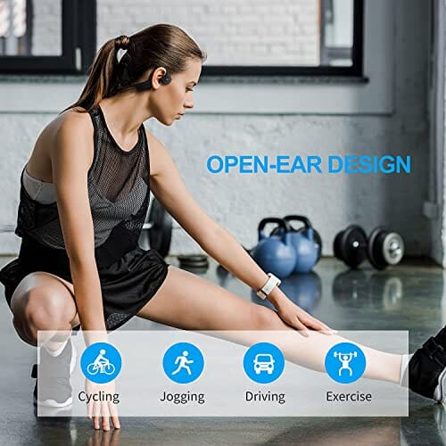 سماعات أذن بلوتوث 5.0 رياضية لاسلكية Bone Conduction Headphones,Open Ear Headphones Bluetooth 5.0 Sports Wireless Earphones,Bluetooth Earbuds with Built-in Mic, 8Hr Playtime,Waterproof Headset for Workout, Running, Hiking, Cycling